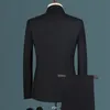 Herrenanzüge Blazer Mode Lässig Boutique Weißer Stehkragen Chinesischer Stil 3-teiliges Anzugset Slim Fit Jacke Mantel Hose Weste 221121