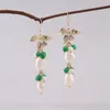 Dangle Earrings Real Freshwater Pearl For Women Gift Leaf Drop Natural Stone Fine Jewelry