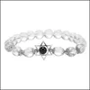 Bracelet de brins de perles de perles Hexagram Star Healing Crystal Stone Stretch Waterdrop Bracelets 8 mm incrusté d'ornement à la main Drop Deliver Dhskl