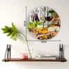 Wandklokken Fruit Cake Biscuit Wine Glass Moderne klok voor thuiskantoor Decoratie Woonkamer badkamer decor naald hangend horloge