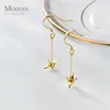 Moidan Fashion 925 Sterling Silver Cute Paper Crane Long Chain Drop Earrings For Women Girl Gold Color Earrings Fine Jewelry 210615434480