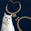 Colar de colar de colar de cristal para cães colares de gato de gato de gato com acessórios de animais pendentes ósseos para chihuahua yorkshire