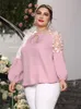 Tshirt da donna taglie forti Toleen Autorizzazione Prezzo Outfit Donne grandi taglie forti Topce di grandi dimensioni Tshirt a maniche lunghe rosa abiti eleganti 221121 221121