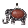 Pendant Necklaces Elephant Gemstone Pendant Sier Plated Cute Necklace Men And Women Simple 12Pcs Drop Delivery Jewelry Necklaces Pend Dhyhe