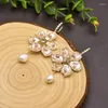 Kolczyki Dangle Natural świeżej woda barokowa perła hak dla kobiet dziewczyny kwiat urok biżuteria kolczyki dar ręcznie robiony