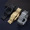 Smart Straps Armor Metal Case Cover Pulseira de aço inoxidável DIY AP Watches Kit de modificação para iWatch 8 7 6 5 4 SE Pulseira de borracha para Apple Watch Series 45mm 44mm