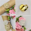 Napkin Rings Wholesale 12 Pcs Sier/Golden Rhinestone Napkin Rings Serviette Holder Wedding Drop Delivery Home Garden Kitchen Dining Dhaj4