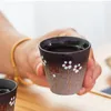 Copas de vino Juego de tazas de sake de cerámica vintage Frascos de cadera de flor de cerezo japonés Licores de vino blanco Taza de licor Cocina casera Flagon Drinkware 221121