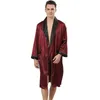 Mężczyzn Sleepar Red Kolor Silk Shorts Dwuczęściowy garnitur na wiosenne i letnie szlafroki o długim rękawie