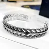 Bangle Simple And Personalized Hollow Leaf Bracelet Retro Silver Color Feather Opening Women's Dinner Dance Party Jewelry