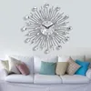 Relógios de parede 33 cm de metal retro sunburst relógio de luxo diamante 3d sala de estar moderna decoração de casa