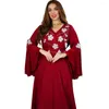 Vêtements ethniques Fleur Abaya Eid Ramadan Djellaba Femmes Musulman Maxi Robe Flare Manches Robe De Soirée Dubaï Turquie Kaftan Islamique Jalabiya Robe