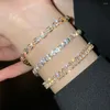 Link Bracelets 2022 Fashion Geometric Chain For Women High Quality Cubic Zirconia Crystal Bracelet Party Wedding Jewelry Luxury Gifts