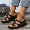 High Heels Casual Shoes Black Sandals Woman Shoes Sandal Slippers Thick Bottom Ladies Leisure Summer Wedges J220716 Slippers