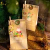 Geschenkpapier, 50 CPS, Weihnachts-Kraftpapieranhänger mit Bindfaden, zum Binden, Weihnachts-Hängeetiketten, Schneemann, Schneeflockenbaum, vorgestanzte Etikettenkarte