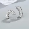 Hoop Earrings In Trendy Baguette Cubic Zirconia C For Women Korean Fashion Circle Bridal Wedding Jewelry Accessories