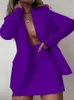 Zweiteiliges Kleid SeigurHry Mode Lässig Revers Einfarbig Zweireiher Anzug Minirock 2 Set Frauen Blazer und Büro Dame 221121