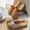 Linen Slippers Women Women Home Rattan Weaving Office Antislip Floor Straw tape