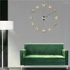 Relojes de pared Decoración moderna para el hogar Reloj de mariposa Arcylic Relojes colgantes Espejo Decoración de la sala de estar