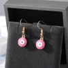 Emaille Evil Eye Baumeln Ohrring Farbiges Metall Türkische Glücksaugen Tropfenohrring Für Frauen Schmuck