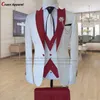 Trajes para hombre Blazers Tailormade Marfil Blanco para hombres 3 piezas Slim Fit Formal Boda Hombre Novio Esmoquin Moda Lujo Blazer Chaleco Pantalones Set 221121