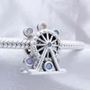 Charme de roda de gigante de prata esterlina de pedra colorida com caixa original para pulseira de joalheria feminina de pandora, fabricando acessórios de miçangas de miçangas