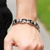 Bracelets porte-bonheur Cool argent noir acier inoxydable intégré bracelets mode hommes bijoux coréen homme Bracelet Bracelet GS627