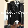 Abiti da uomo Blazer Suit 3 pezzi Blazer a righe Pantaloni Vest Formal Wedding Tuxedo Homme Jacket Business conjuntos de chaqueta 221121