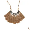 Pendant Necklaces Vintage Cotton Line Ear Tassel Pendant Necklace Female Fashion Charm Jewelry Drop Delivery Necklaces Pendants Dhnnm