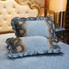 Pillow Case 2pcs Crystal Velvet Quilted Lace Cover Rectangle Home Decor Sham Winter Warm 48x74cm