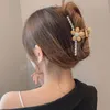 Morsetti per perle d'imitazione coreane Forcine per capelli Artiglio per capelli a fiore piccolo per donna Accessori per capelli con fermaglio per la testa posteriore grande