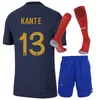 maillots de football Français fra nce domicile et extérieur Ensembles 2022 BENZEMA MBAPPE GRIEZMANN 2023 POGBA GIROUD KANTE Maillot de Costumes et chaussettes Maillots kit Maillot de football Francia