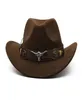القبعات الكلاسيكية للسيدات الغربية رعاة البقر مع الحزام الواسع جاز جاز Sombrero Hombre CAP4719646