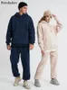 Felpe con cappuccio da donna Felpe Bornladies Coppia Set Inverno Addensare Felpa in cotone da donna Felpa oversize da donna calda Pullover 221121