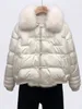 Parka da donna in piumino Lagabogy collo in vera pelliccia invernale da donna 90% giacca d'anatra bianca da donna corto caldo piumino femminile allentato vintage Parka 221119