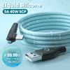 Cavo dati USB da 3A a 90 gradi Cavo di ricarica rapida in silicone liquido per caricabatterie da 1,2 m per telefoni Samsung LG