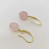 Dangle Earrings Pink Rose Quartz Nugget Unique Natural Gemstones Crystal Elegant Pendants Charms 14K Gold Filled For Women