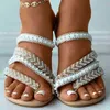 Women Fashion Rhinestone Slippers Soft Bottom Pearl Decoration Flat Sandals Summer Outdoor Leisure Casual Beach Slides J220716