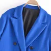 Kadınlar xeasy ceket sonbahar yünlü uzun palto ceketleri kadınlar için mavi ceket tutkar sokak giyim 221119
