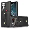 Étuis de téléphone antichoc pour Samsung Galaxy S22 S21 S20 Note20 Ultra Note10 Plus Cartes enfichables Support d'anneau Étui de protection en cuir PU
