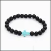 Bracciale con perline di lava naturale con perline Croce per uomo e donna Braccialetti con consegna a goccia di gioielli per diffusione di olio essenziale di Yoga Dhrts