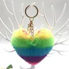 مصمم سلسلة مفاتيح قوس قزح قوس قزح Peach Heart Keychain Party لصالح ملحقات سيارة Love Love Multicolor DE946