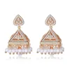 Baumelnde Ohrringe Jhumka Perlen Glöckchen Tropfen Kristall Strass Braut Hochzeit Party Schmuck Bollywood Gypsy Jhumki Ethno Tribal