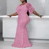 Plus la taille Robes Femmes Mode Plus La Taille Robe Demi Manches Étage Creux Longueur Taille Haute Style Africain Américain Street Beat Femme Robe 221121