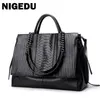 Sacs de soirée NIGEDU Marque design femmes sac à main de luxe Sacs à main en cuir simples Chaîne Femmes sac à bandoulière noir grand bolsas 221119