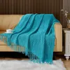 Blanket Inya Marinha todos os arremessos para sofá -cama decorativa de malha com borlas com textura leve suave e leve texturizada 221119