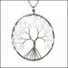 Colares pendentes 12pc/set moda cl￡ssica colar pingente cl￡ssico Gem ￁rvore 7 Chakra Stone Stops of Life For M￣es e Mulheres Presente M￣es Dhlmz