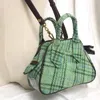 High quality Plush plaid Tweed bowling bags small size green Harris woolen tote bags Bowler chain handbag shoulder strap Dumpling hobos bag hasp vivi