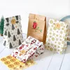 Gift Wrap 12sets Christmas Gift Bags Santa Claus Snowflake Kraft Paper Bag Xmas Party Candy Cookie Packaging Bags DIY Wrapping Supplies T221108