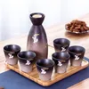 Copas de vino Juego de tazas de sake de cerámica vintage Frascos de cadera de flor de cerezo japonés Licores de vino blanco Taza de licor Cocina casera Flagon Drinkware 221121